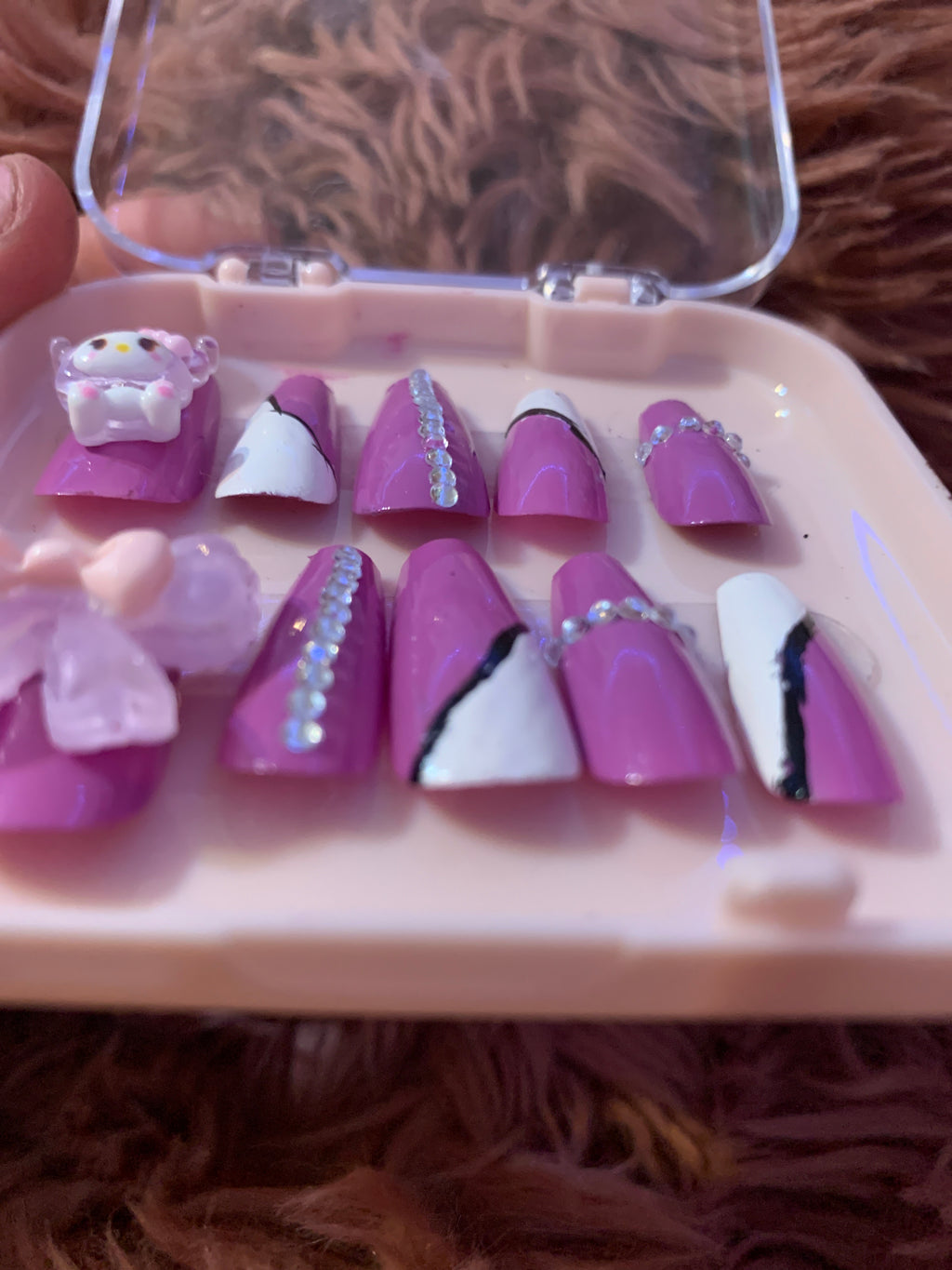 Purple coquette press on nails