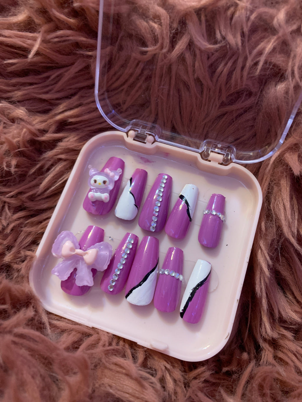 Purple coquette press on nails