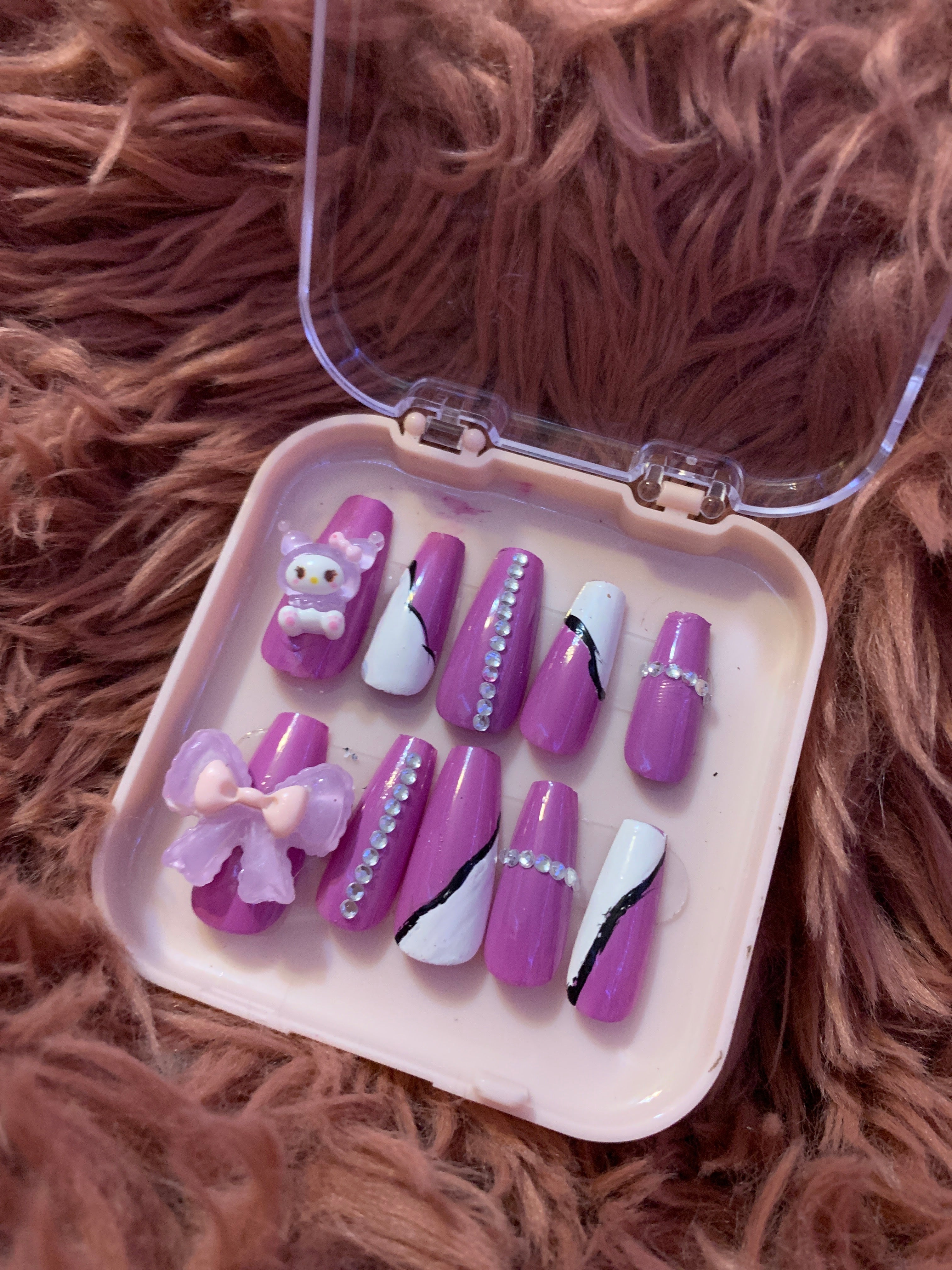 Purple coquette press on nails