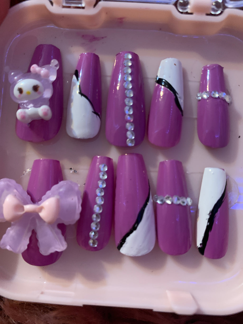Purple coquette press on nails